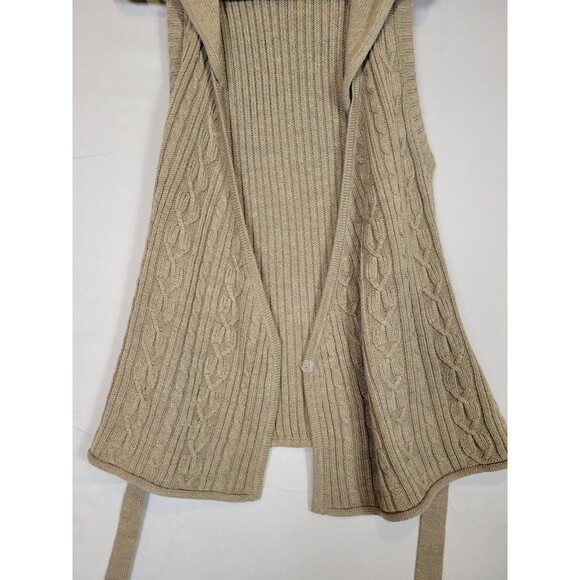 Mossimo Sleeveless Hooded Cardigan Sweater Vest Juniors Large Brown Preppy - Picture 9 of 9